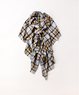 Tartan check frill stole