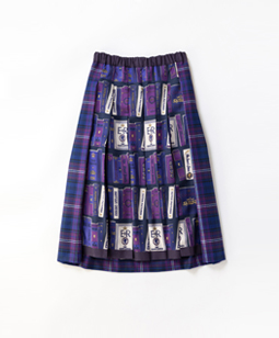 Royal library & tartan check tuck skirt