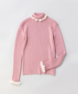 Frill-trim turtleneck sweater