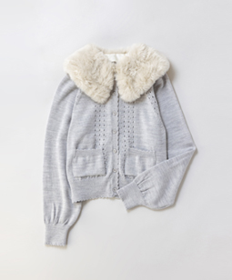 Fur collar cardigan