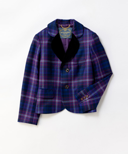 Tartan check velvet lapel jacket