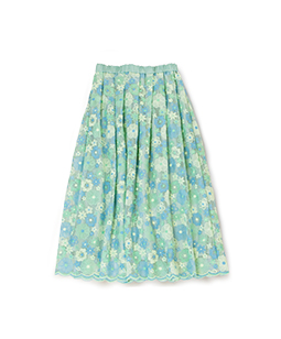 Flower lace tuck skirt