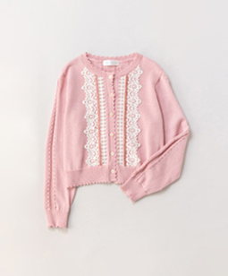 Lace-trim bolero cardigan