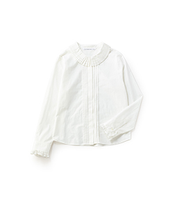 Pleats lace collar shirt