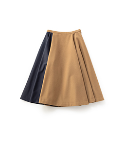 Lamb melton・mole skin flare skirt