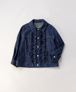 Frill-trim denim blouson