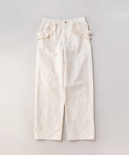 Frill-trim denim pants