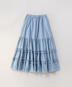 Dots-lace tiered skirt