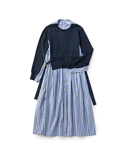 Knit・Vintage stripe hybrid dress