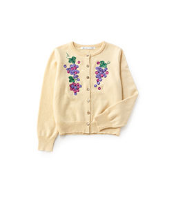 Angora yarn Grape embroidery cardigan 