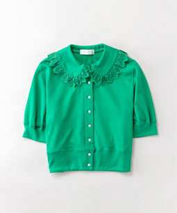 Lace-trim collar cardigan