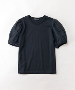 Sheer puffy sleeve pullover