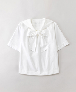 Marine collar bow-ribbon shirt