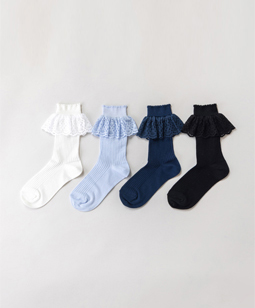 Lace-trim crew socks