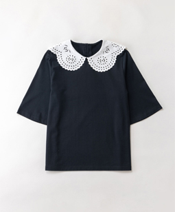 Scallop lace collar pullover