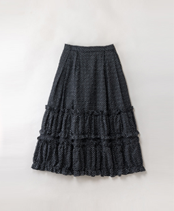 Ripple dots puffy frill skirt