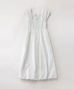 Ripple dots shirring dress