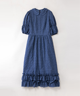 Ripple dots frill-trim dress