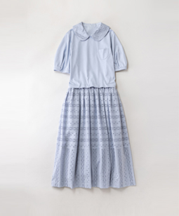 Vintage stripe lace collaboration dress
