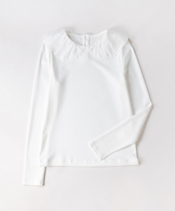 Supima fraise ruffle collar pullover