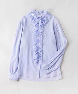 Viscose cotton lace frill blouse