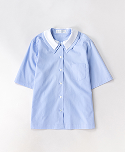 Compact broadcloth double collar shirt