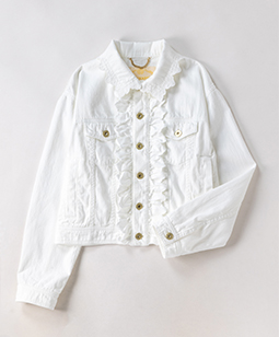 Organic denim scallop-trim jacket