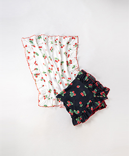 Berries meet cherries frill-trim scarf
