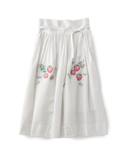 Strawberry pin tuck embroidery skirt