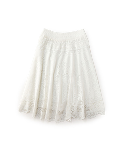 Circular lace midi skirt