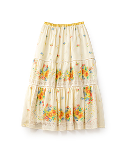 Sunflowers tiered skirt