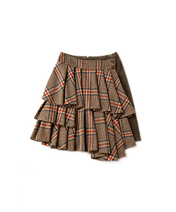 Glen check tweed dobby corduroy skirt