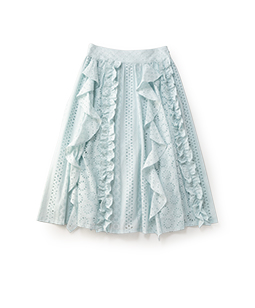 Eyelet lace gored skirt