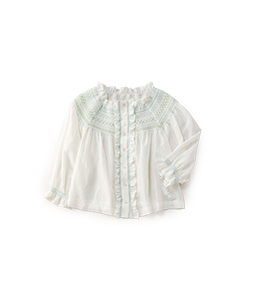 Cotton silk smocking blouse