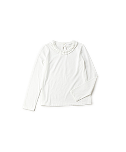 Pima cotton tuck frill collar T-shirt