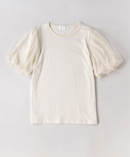 Puffy tulle sleeve pullover