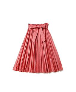 Lace trimming flare pleats skirt