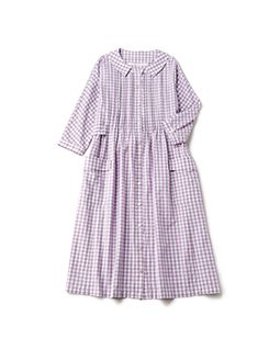 Cotton linen gingham tablier dress