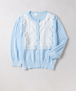 Bobbin lace-trim cardigan