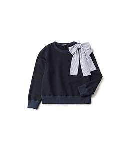 Shoulder ribbon sweat shirt