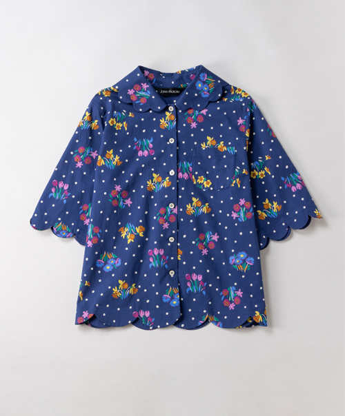 Dots and Flowers scallop blouse