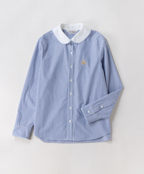 Stripe-trim collar shirt