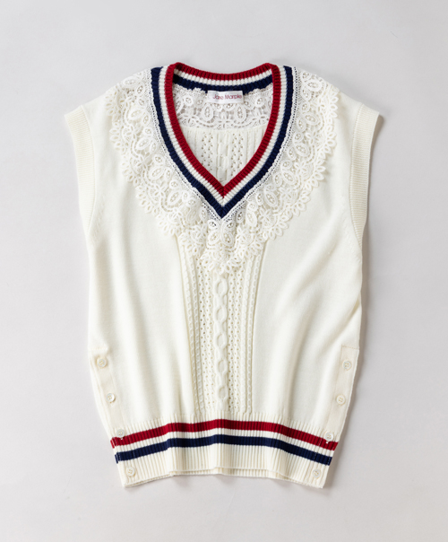 Lace-trim cricket gilet