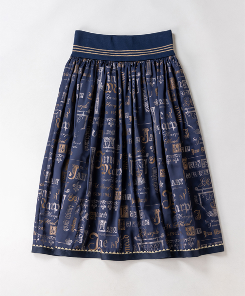 Shiny logotypes gather skirt