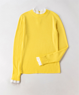 Lace-trim high-necked sweater