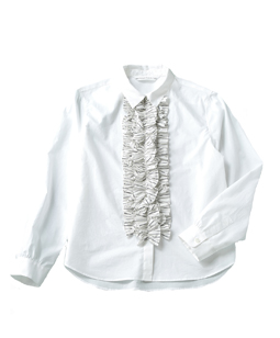 Stripe front frill shirt