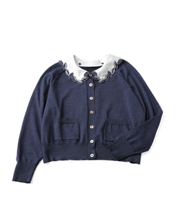 Relief emb collar cardigan