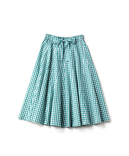 Typewriter gingham gored skirt