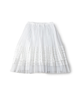 Organdy & lace flare pleats skirt