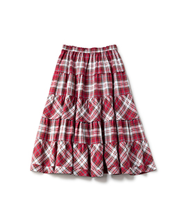 Madras check tiered skirt